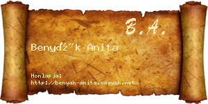Benyák Anita névjegykártya