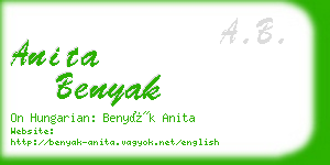 anita benyak business card